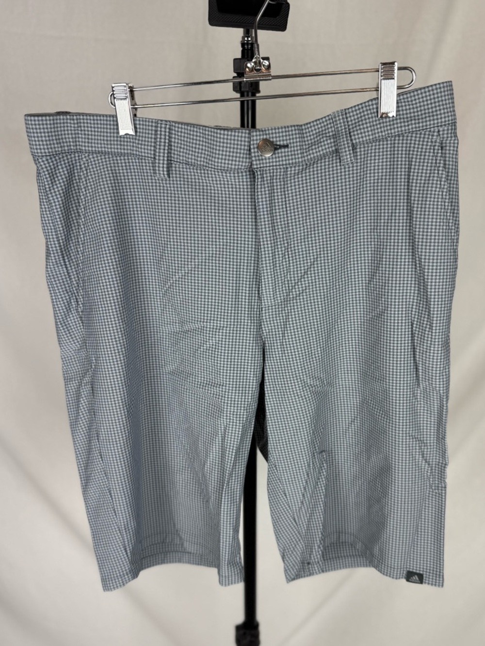 Adidas Golf Shorts Mens 34 Gray Plaid 9” Inseam Stretch Performance